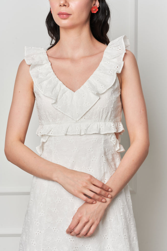 Dayze Florence White English Embroidery Lace Cut Out Dress